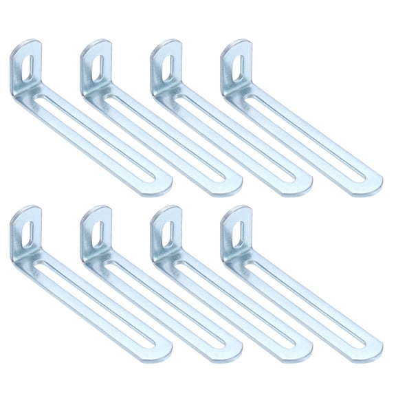 Uxcell 8 Pcs Adjustable Right Angle Brackets, Slotted L-Shape Corner Bracket 3.9"x1.2"x0.7", 90 Degree Steel l Bracket Support for Shelves, Wood Furniture Construction, Silver