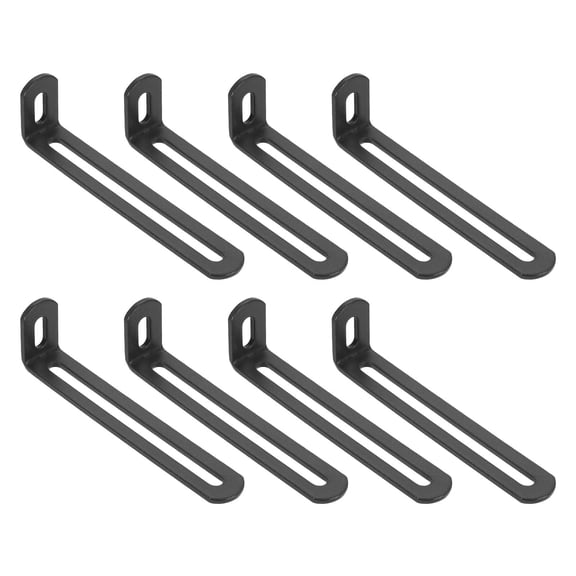Uxcell 8 Pcs Adjustable Right Angle Brackets, Slotted L-Shape Corner Bracket 4.7"x1.2"x0.7", 90 Degree Steel l Bracket Support for Shelves, Wood Furniture Construction, Deep Grey
