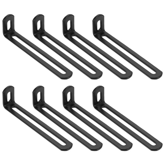 Uxcell 8 Pcs Adjustable Right Angle Brackets, Slotted L-Shape Corner Bracket 4.7"x1.2"x0.7", 90 Degree Steel l Bracket Support for Shelves, Wood Furniture Construction, Black