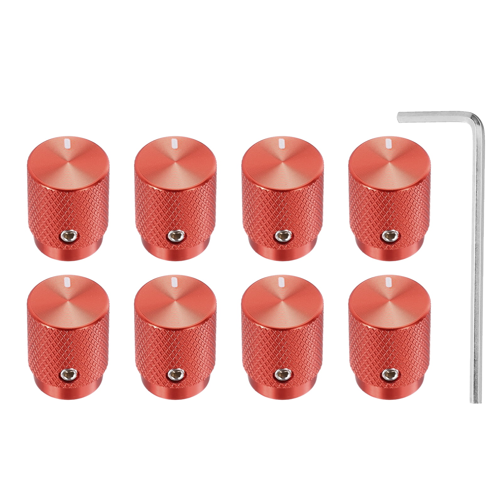 Uxcell 8 Pcs Aluminium Potentiometer Knobs, 1/4"(6mm) IDx1/2"(12.5mm) ODx5/8"(16mm) Height Universal Volume Tone Control Knobs for Guitar, Bass, Oval Indicator, Red
