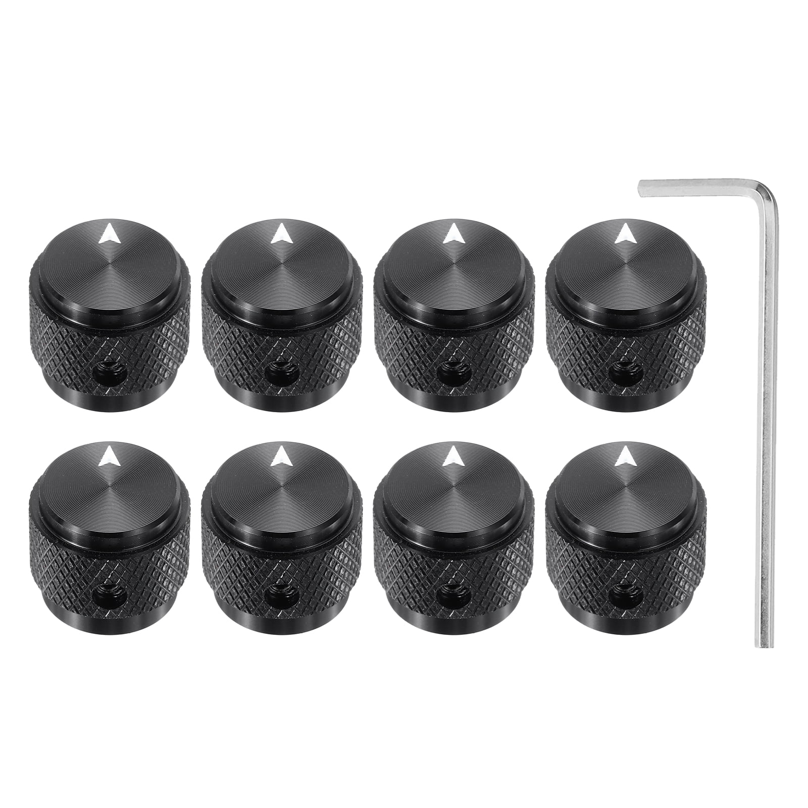 Uxcell 8 Pcs Aluminium Potentiometer Knobs, 1/4"(6mm) IDx5/8"(15mm) ODx1/2"(13mm) Height Universal Volume Tone Control Knobs for Guitar, Bass, Arrow Indicator, Black