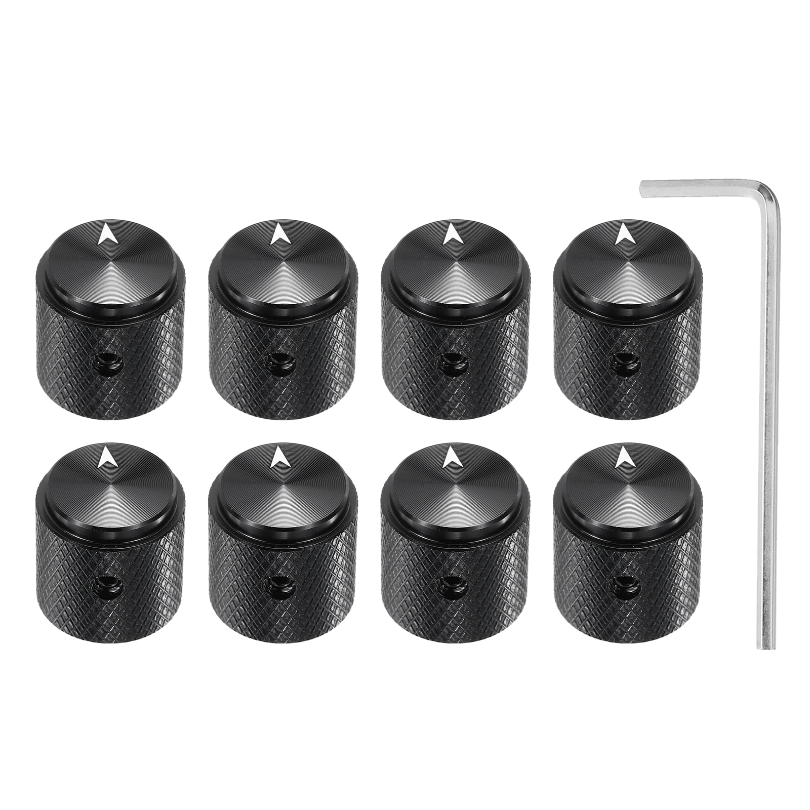 Uxcell 8 Pcs Aluminium Potentiometer Knobs, 1/4"(6mm) IDx5/8"(15mm) ODx5/8"(15mm) Height Universal Volume Tone Control Knobs for Guitar, Bass, Arrow Indicator, Black