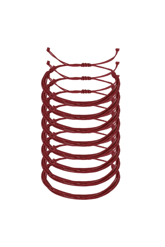 8 Pcs Braided Rope Bracelet, Adjustable Woven String Bracelets Boho Waterproof Wax Rope Anklets Stylish Accessory for Women Men Birthday Friendship, Wine Red