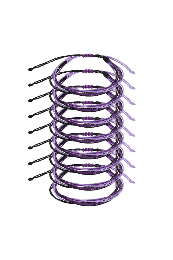 8 Pcs Braided Rope Bracelet, Adjustable Woven String Bracelets Boho Waterproof Wax Rope Anklets Stylish Accessory for Women Men Birthday Friendship, Light Purple/Purple/Black