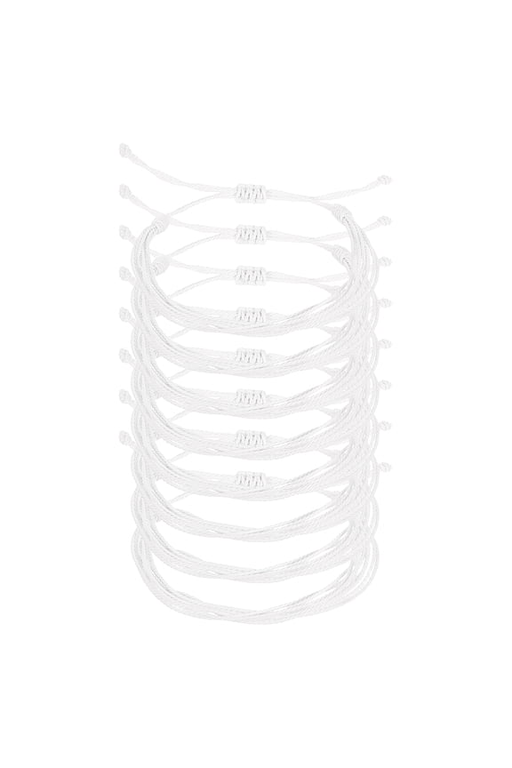 8 Pcs Braided Rope Bracelet, Adjustable Woven String Bracelets Boho Waterproof Wax Rope Anklets Stylish Accessory for Women Men Birthday Friendship, White