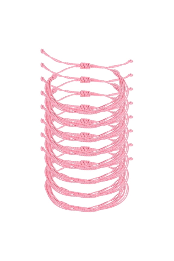 8 Pcs Braided Rope Bracelet, Adjustable Woven String Bracelets Boho Waterproof Wax Rope Anklets Stylish Accessory for Women Men Birthday Friendship, Pink