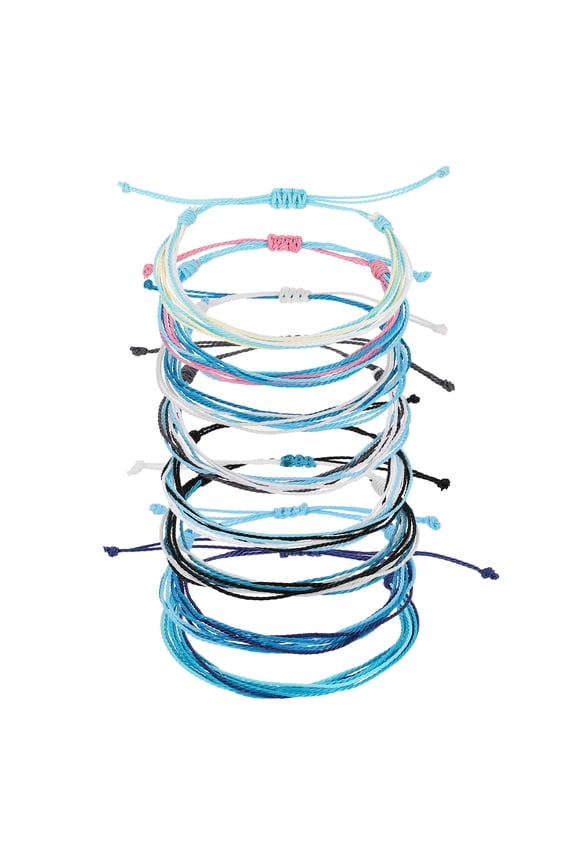 8 Pcs Braided Rope Bracelet, Adjustable Woven String Bracelets Boho Waterproof Wax Rope Anklets Stylish Accessory for Women Men Birthday Friendship, Blue Series