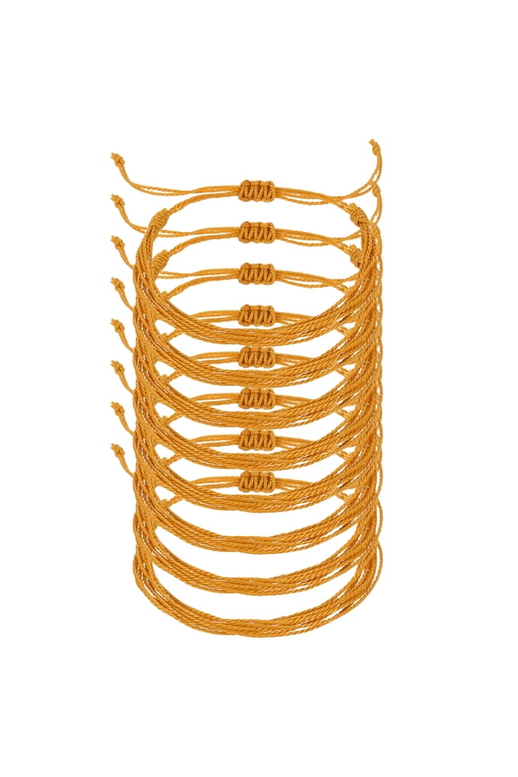 8 Pcs Braided Rope Bracelet, Adjustable Woven String Bracelets Boho Waterproof Wax Rope Anklets Stylish Accessory for Women Men Birthday Friendship, Yellow