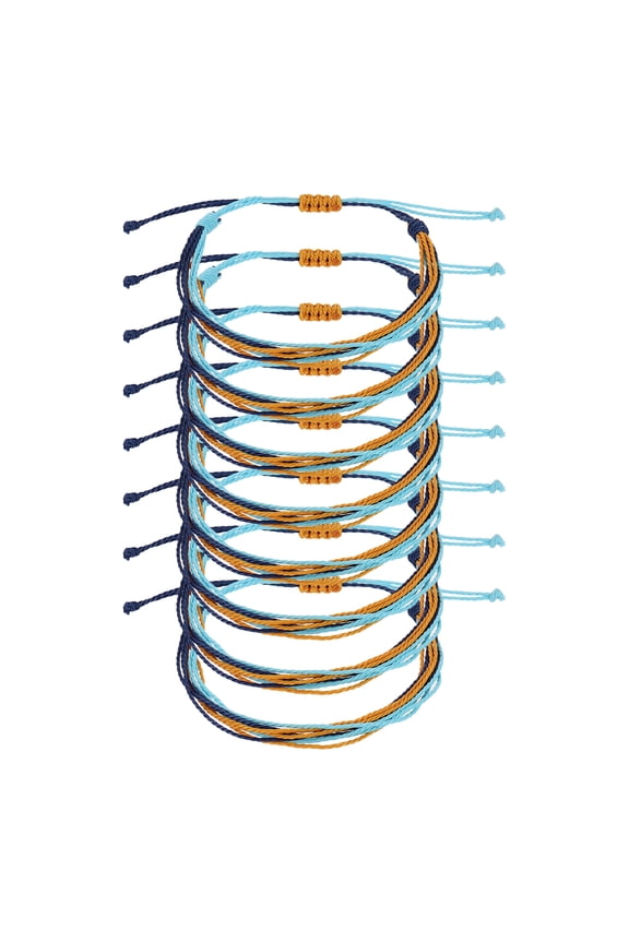 8 Pcs Braided Rope Bracelet, Adjustable Woven String Bracelets Boho Waterproof Wax Rope Anklets Stylish Accessory for Women Men Birthday Friendship, Blue Series/Yellow