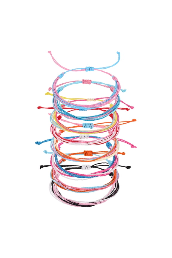 8 Pcs Braided Rope Bracelet, Adjustable Woven String Bracelets Boho Waterproof Wax Rope Anklets Stylish Accessory for Women Men Birthday Friendship, Pink/Colorful Series