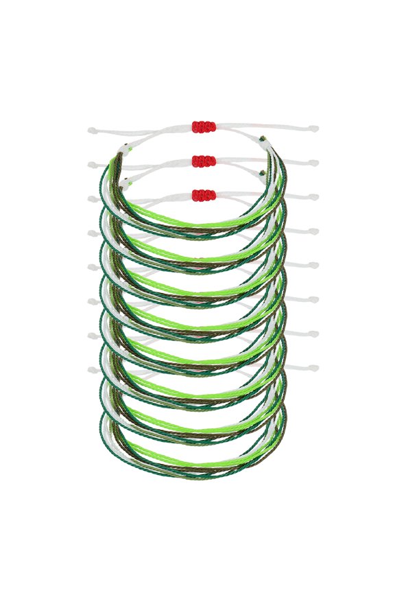 8 Pcs Braided Rope Bracelet, Adjustable Woven String Bracelets Boho Waterproof Wax Rope Anklets Stylish Accessory for Women Men Birthday Friendship, White/Green Series