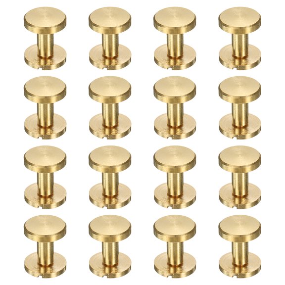 Uxcell 16 Pcs Brass Chicago Screws 12mm Height Flat Head Screw Binding Rivets