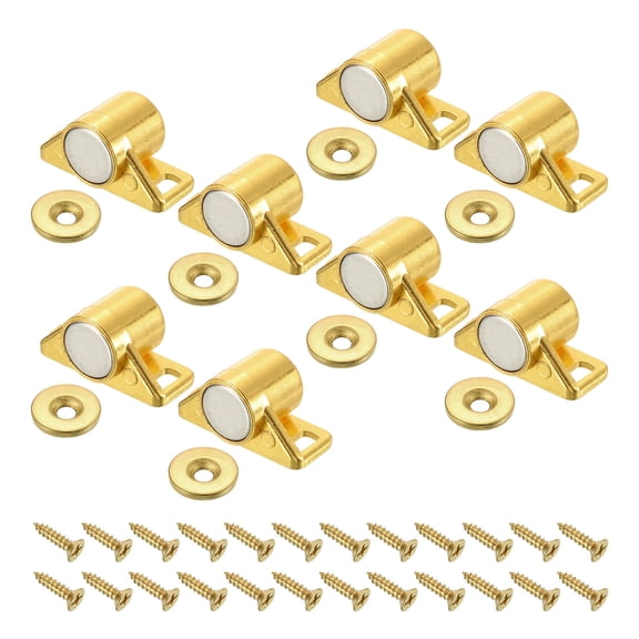 Uxcell 8 Pcs Cabinet Door Catch, Cabinet Latch Metal Magnetic Lock with Screw for Cupboard Kitchen Closet Wardrobe Door, Gold