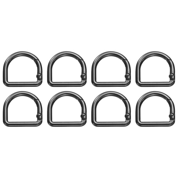 Uxcell 8 Pcs D Ring Spring Key Hooks 1.2 Inch Metal Keyring Clip Buckles Clasp Clamps Spring Snap Hook Fasteners for Backpacks Handbag Purse DIY Crafts, Black