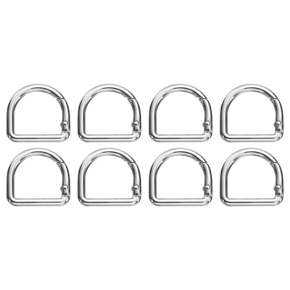 Uxcell 8 Pcs D Ring Spring Key Hooks 1.2 Inch Metal Keyring Clip Buckles Clasp Clamps Spring Snap Hook Fasteners for Backpacks Handbag Purse DIY Crafts, Silver