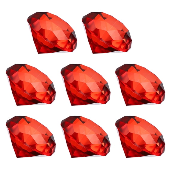 Uxcell 8 Pcs Diamond Crystal Paperweight, 40mm / 1.57 Inch Crystal Paperweight Paper Weight for Home Office Desktop Table Decor Wedding Party Jewelry Ornaments, Red