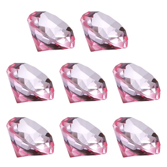 Uxcell 8 Pcs Diamond Crystal Paperweight, 40mm / 1.57 Inch Crystal Paperweight Paper Weight for Home Office Desktop Table Decor Wedding Party Jewelry Ornaments, Pink