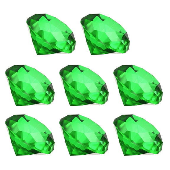 Uxcell 8 Pcs Diamond Crystal Paperweight, 40mm / 1.57 Inch Crystal Paperweight Paper Weight for Home Office Desktop Table Decor Wedding Party Jewelry Ornaments, Green