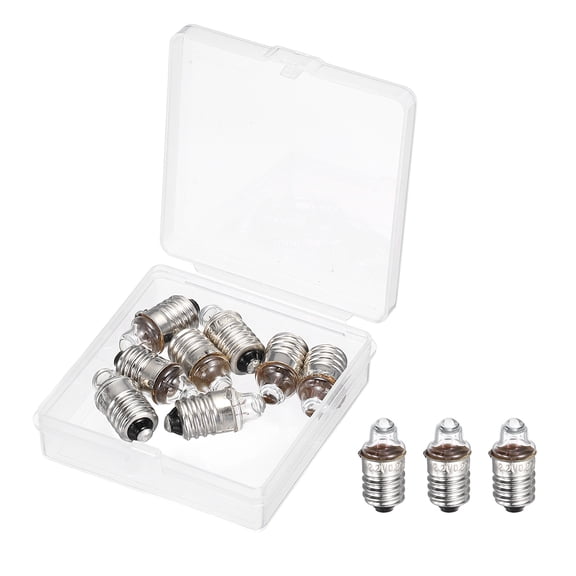 Uxcell 8 Pcs E10 Miniature Screw Base Light Bulbs, 2.2V 0.25A Mini Light Bulbs Flashlight Replacement Lamp 0.55W with Box for Home DIY Circuit Electrical Experiment, Warm Yellow Light