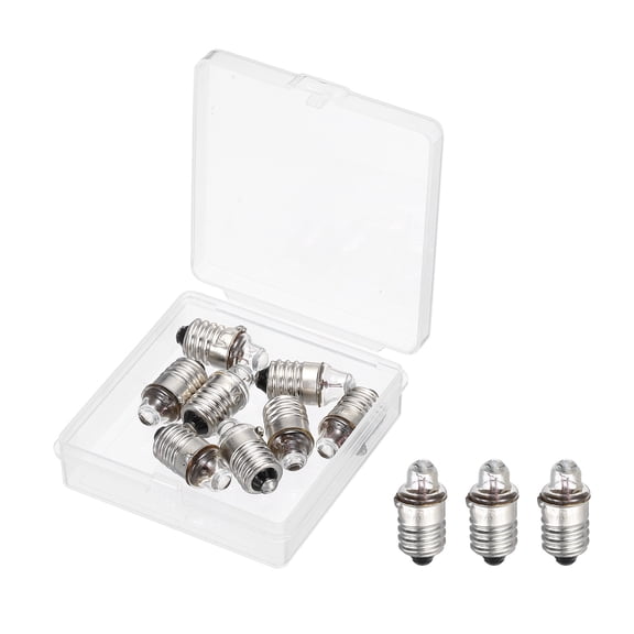 Uxcell 8 Pcs E10 Miniature Screw Base Light Bulbs, 3V 0.3A Mini Light Bulbs Flashlight Replacement Lamp 0.9W with Box for Home DIY Circuit Electrical Experiment, Warm Yellow Light