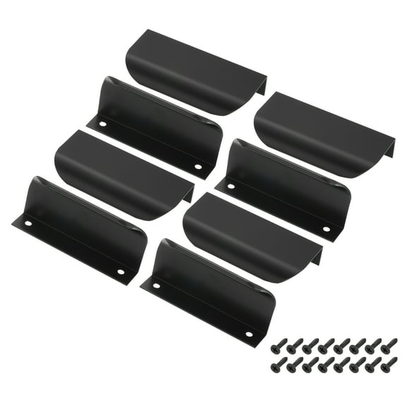Uxcell 8 Pcs Finger Pulls for Cabinets, 3 Inch Aluminum Alloy Edge Cabinet Pulls Finger Handle Flat Hidden Back Mount for Dresser Wardrobe Drawers Door Hardware, Black