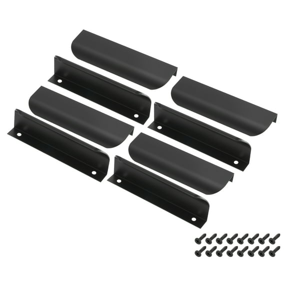 Uxcell 8 Pcs Finger Pulls for Cabinets, 5 Inch Aluminum Alloy Edge Cabinet Pulls Finger Handle Flat Hidden Back Mount for Dresser Wardrobe Drawers Door Hardware, Black