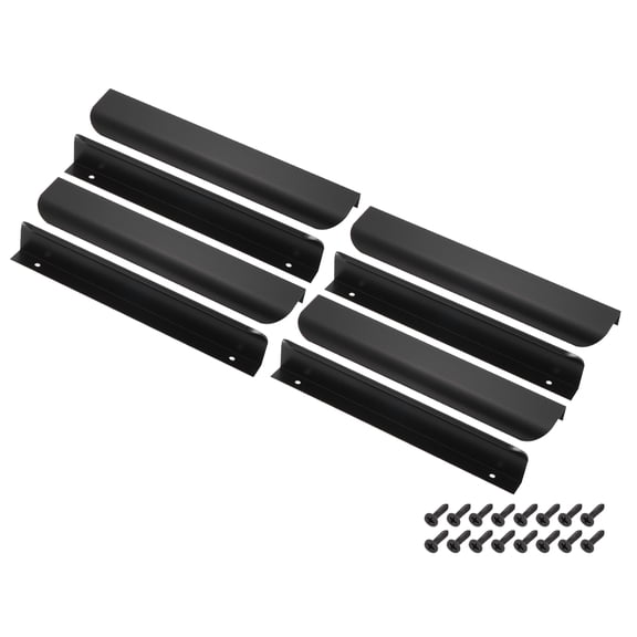 Uxcell 8 Pcs Finger Pulls for Cabinets, 8 Inch Aluminum Alloy Edge Cabinet Pulls Finger Handle Flat Hidden Back Mount for Dresser Wardrobe Drawers Door Hardware, Black