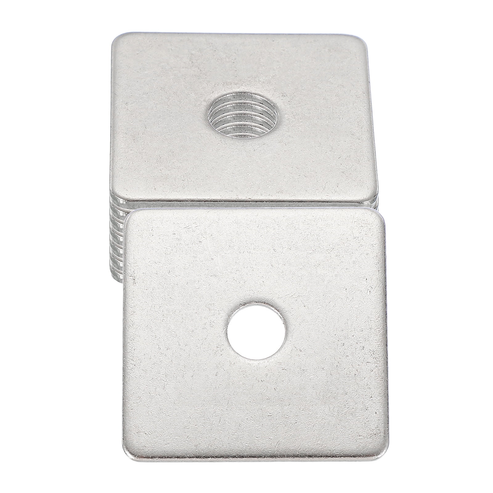 Uxcell 8 Pcs Flat Square Plate Washer, 10MM ID x 50MM OD x 2MM Thick 304 Stainless Steel Flat Pad Spacer Gasket for Bolts Factories Bathroom Repair Shops Construction, Silver