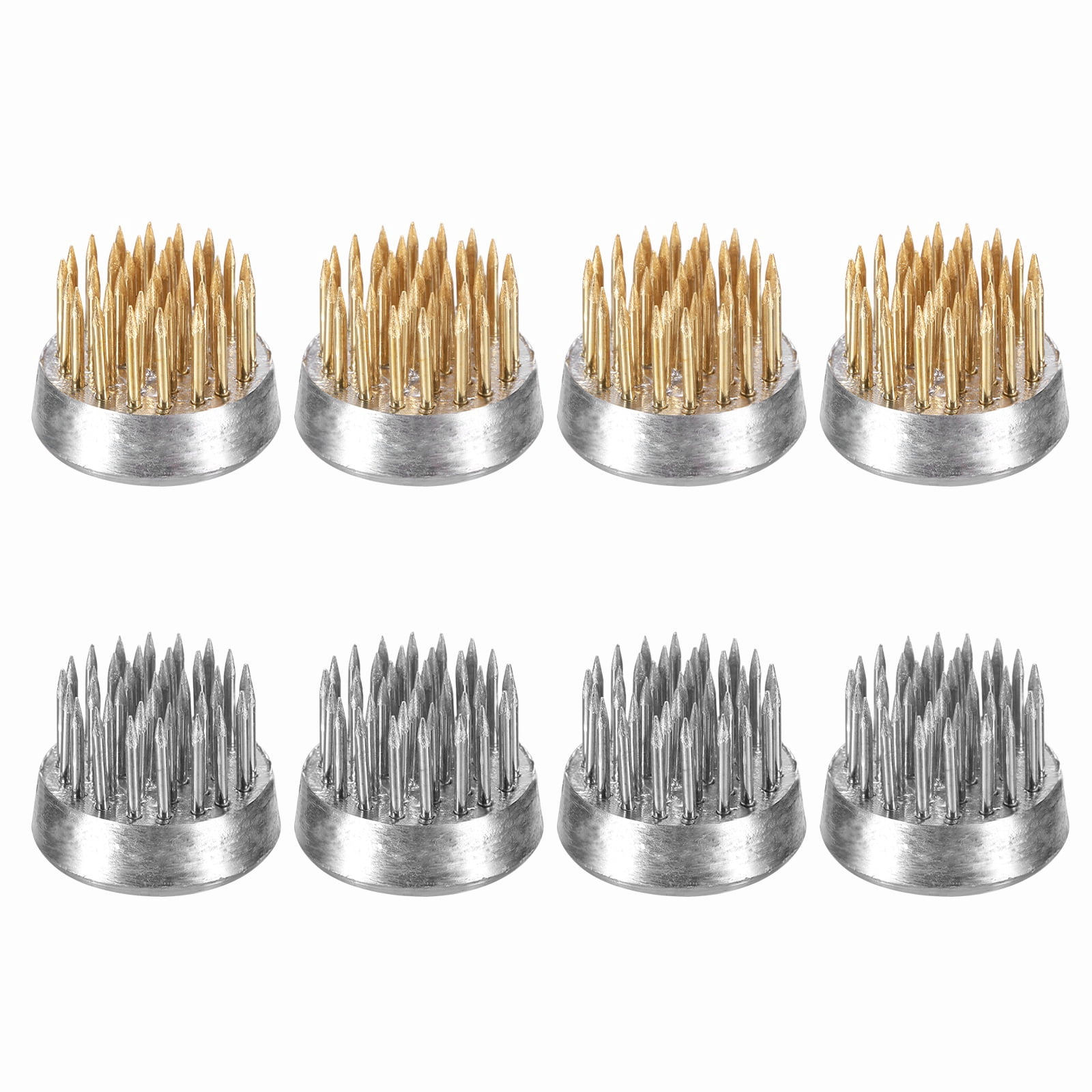 Uxcell 8 Pcs Floral Frogs Kenzan, 0.9 Inch Round Brass Steel Flower Arrangement Holder, Arranger Pin Fixed Tool for Vase Centerpiece, Wedding, Home Decoration, Brass/Silver