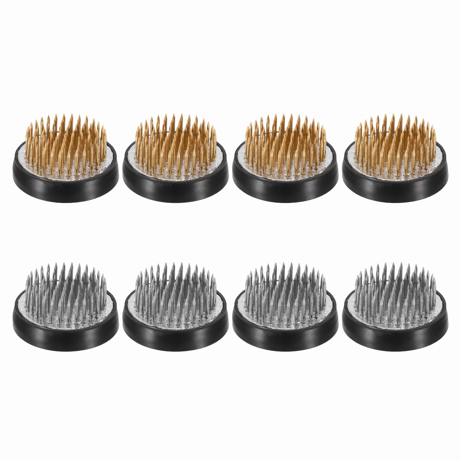 Uxcell 8 Pcs Floral Frogs Kenzan, 1.6 Inch Round Brass Steel Flower Arrangement Holder, Arranger Pin Fixed Tool for Vase Centerpiece, Wedding, Home Decoration, Brass/Silver