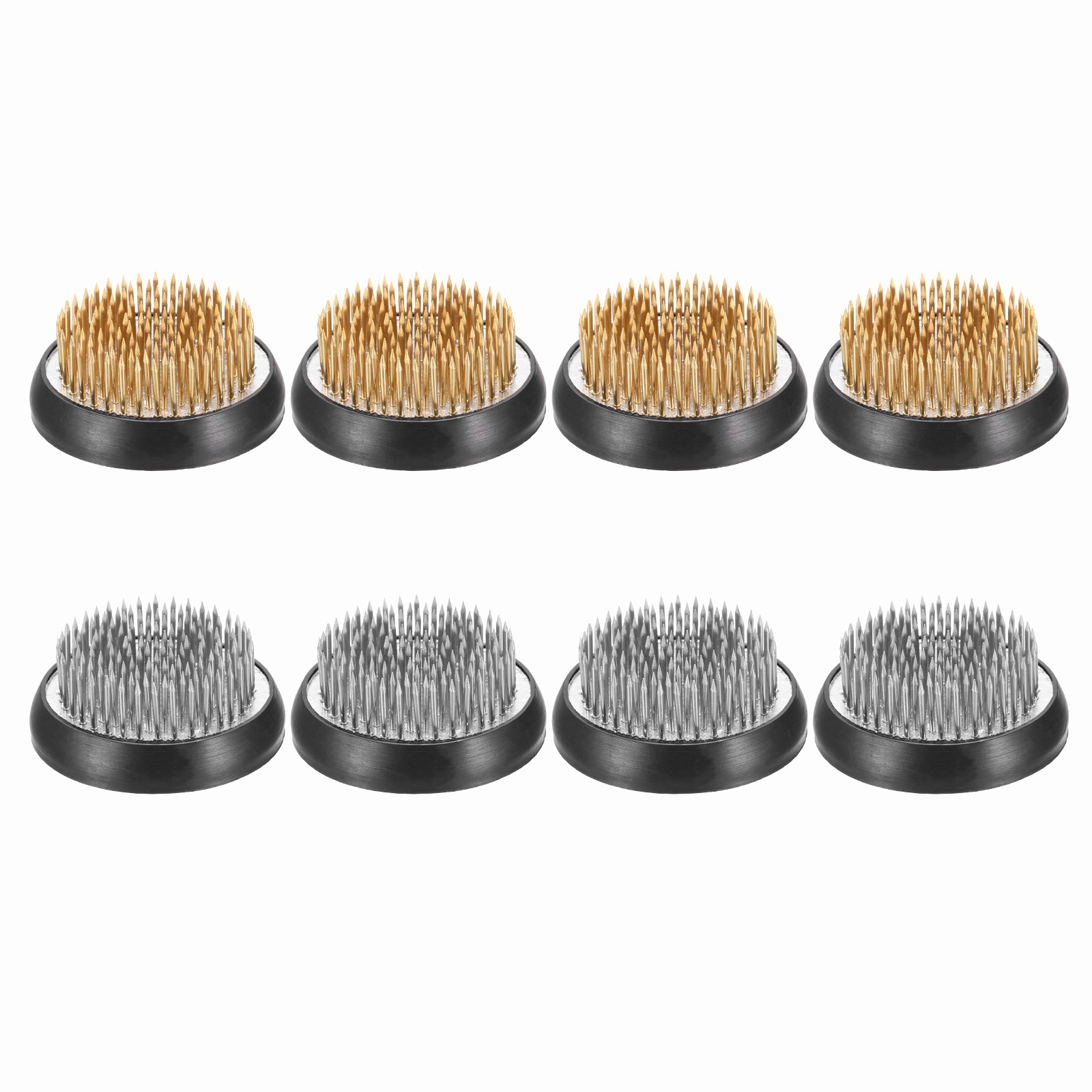 Uxcell 8 Pcs Floral Frogs Kenzan, 2.1 Inch Round Brass Steel Flower Arrangement Holder, Arranger Pin Fixed Tool for Vase Centerpiece, Wedding, Home Decoration, Brass/Silver