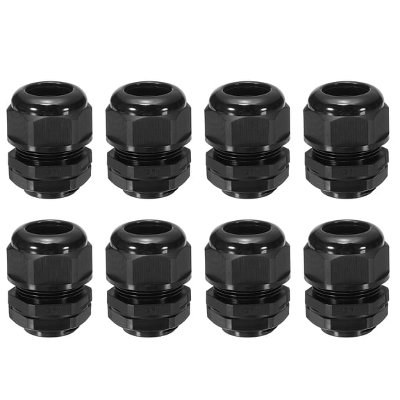 Uxcell 8 Pcs G1" Cable Glands Adjustable 17-25mm PA6 Nylon IP68 Waterproof Connectors with Seals Anti-Corrosion for Industrial/Outdoor Electrical Systems (Black)