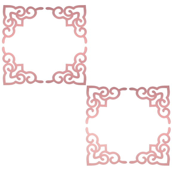 Uxcell 8 Pcs Hollow Mirror Wall Stickers, Acrylic Corner Decor Stickers Self Adhesive Mirror Stickers for Bathroom Living Room Bedroom Ceiling Office Decal (Rose Gold Tone, 3.9 x 3.9")