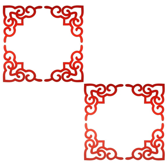 Uxcell 8 Pcs Hollow Mirror Wall Stickers, Acrylic Corner Decor Stickers Self Adhesive Mirror Stickers for Bathroom Living Room Bedroom Ceiling Office Decal (Wine Red, 3.9 x 3.9")