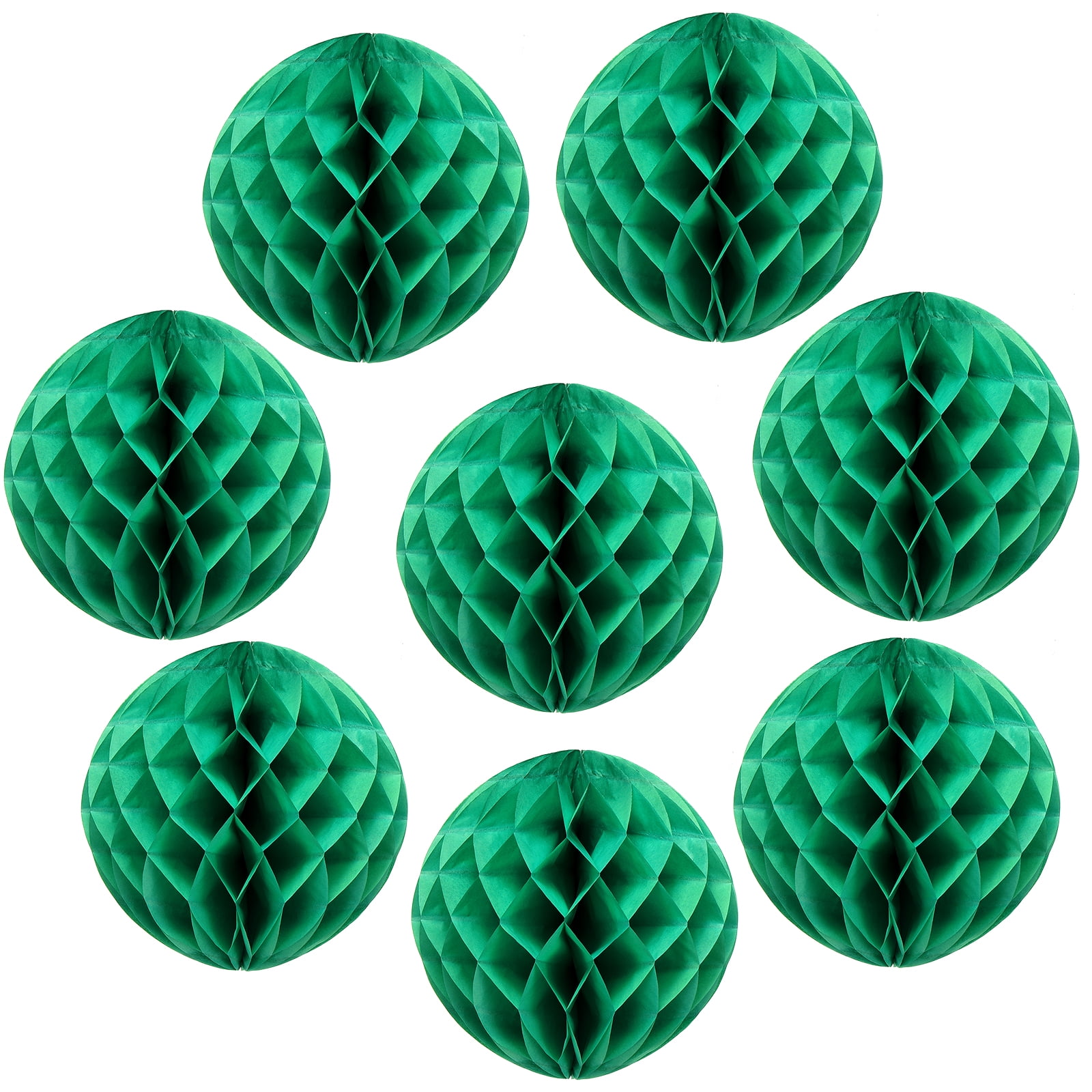 Uxcell 8 Pcs Honeycomb Balls, 10" Dia Honeycomb Flower Paper Pom Poms Paper Flowers Crafts for DIY Crafting Home Decor Birthday Christmas Party, Dark Green