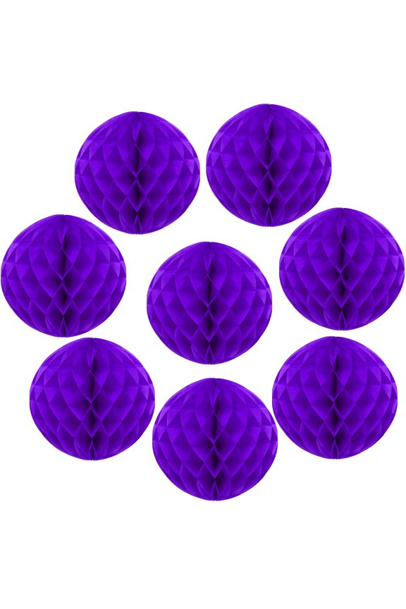 8 Pcs Honeycomb Balls, 10" Dia Honeycomb Flower Paper Pom Poms Paper Flowers Crafts for DIY Crafting Home Decor Birthday Christmas Party, Dark Purple