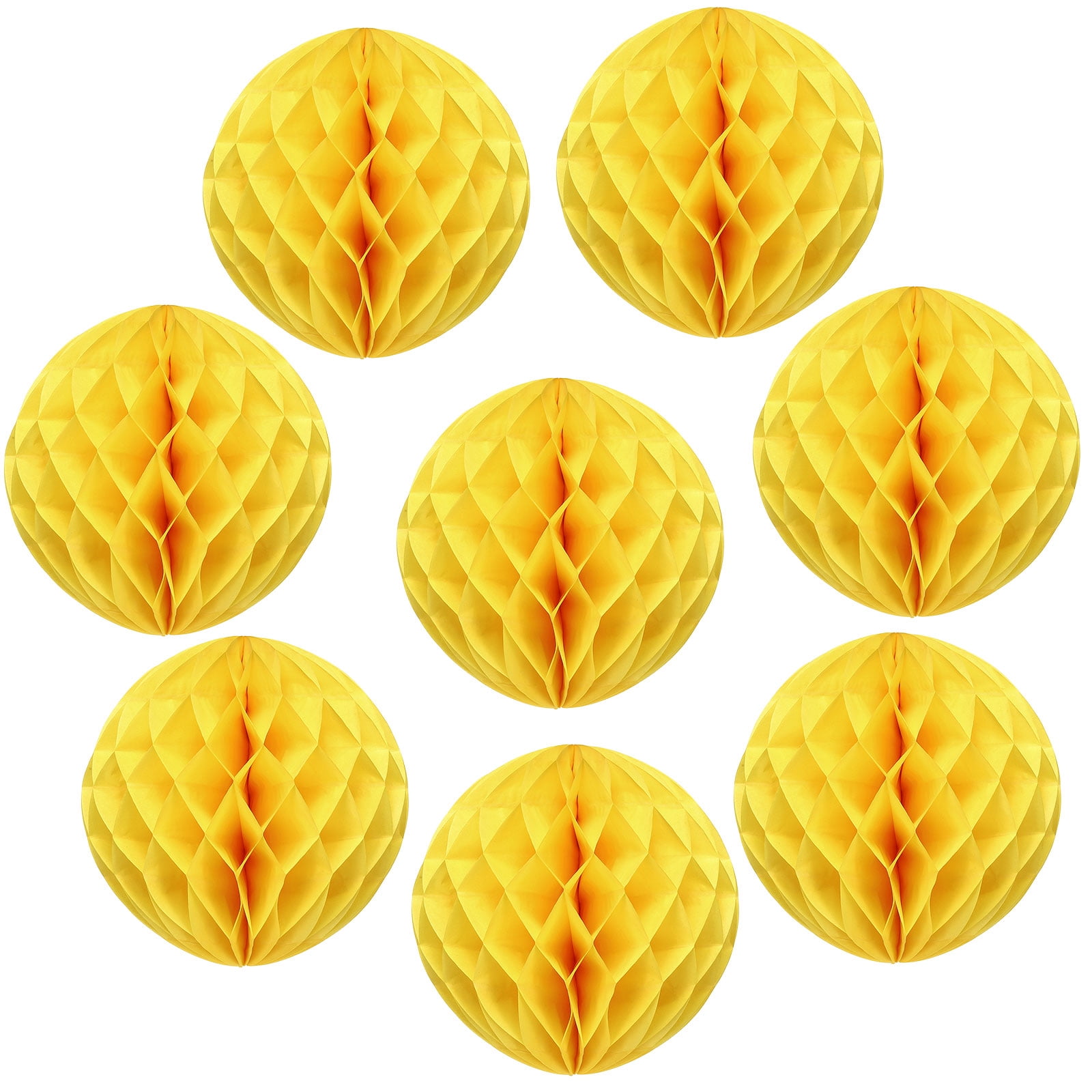 Uxcell 8 Pcs Honeycomb Balls, 10" Dia Honeycomb Flower Paper Pom Poms Paper Flowers Crafts for DIY Crafting Home Decor Birthday Christmas Party, Yellow