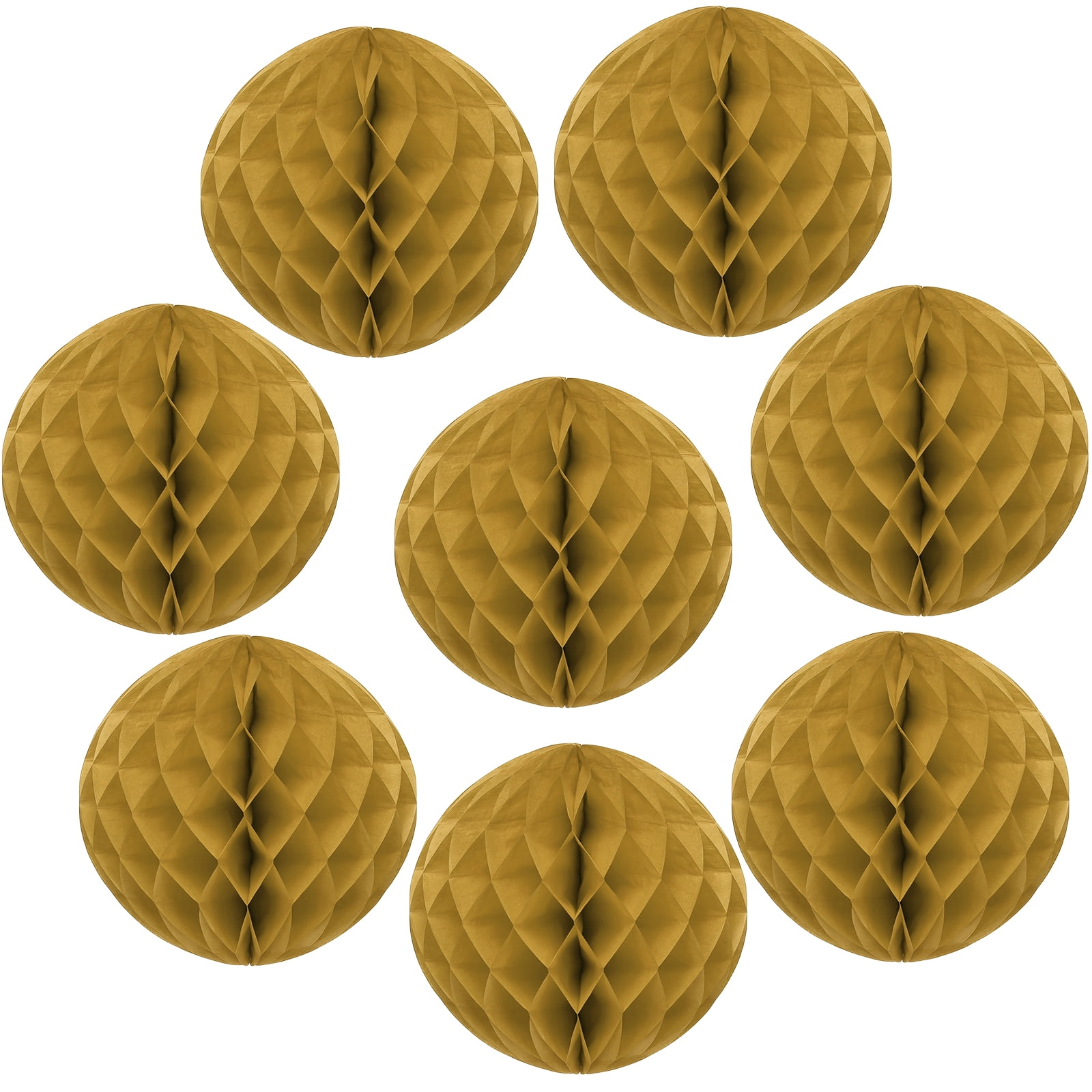 Uxcell 8 Pcs Honeycomb Balls, 10" Dia Honeycomb Flower Paper Pom Poms Paper Flowers Crafts for DIY Crafting Home Decor Birthday Christmas Party, Gold