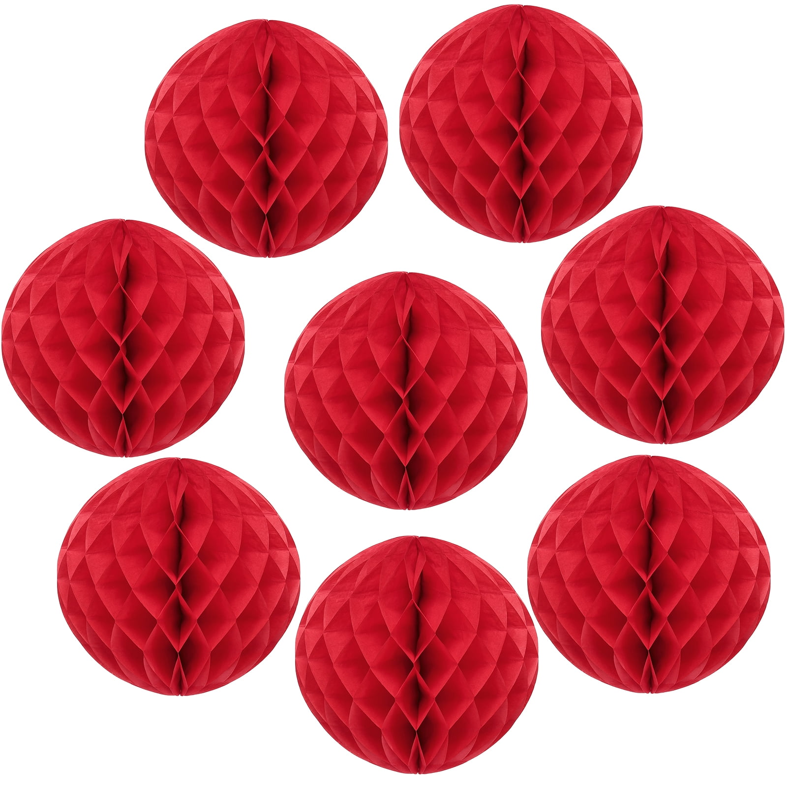 Uxcell 8 Pcs Honeycomb Balls, 10" Dia Honeycomb Flower Paper Pom Poms Paper Flowers Crafts for DIY Crafting Home Decor Birthday Christmas Party, Red