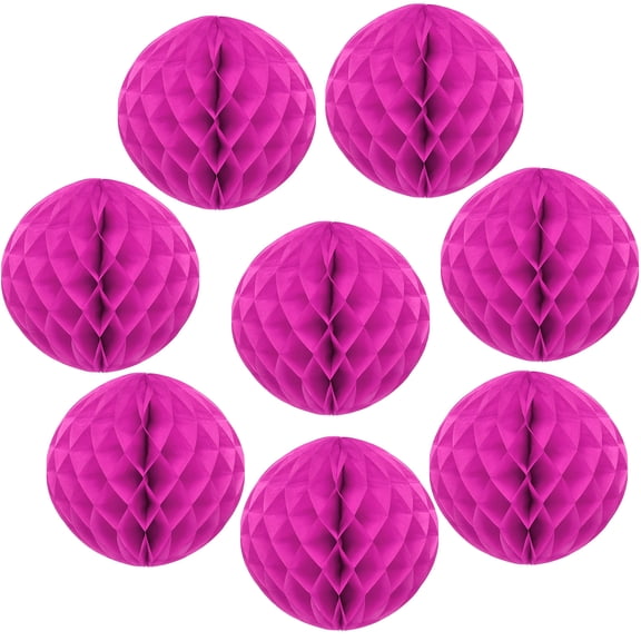 Uxcell 8 Pcs Honeycomb Balls, 6" Dia Honeycomb Flower Paper Pom Poms Paper Flowers Crafts for DIY Crafting Home Decor Birthday Christmas Party, Rose Red