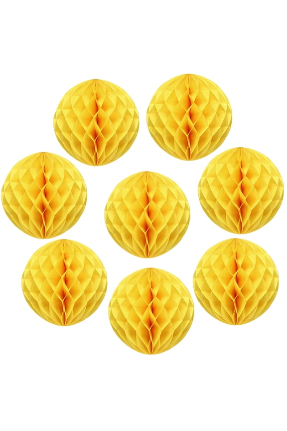 8 Pcs Honeycomb Balls, 6" Dia Honeycomb Flower Paper Pom Poms Paper Flowers Crafts for DIY Crafting Home Decor Birthday Christmas Party, Yellow