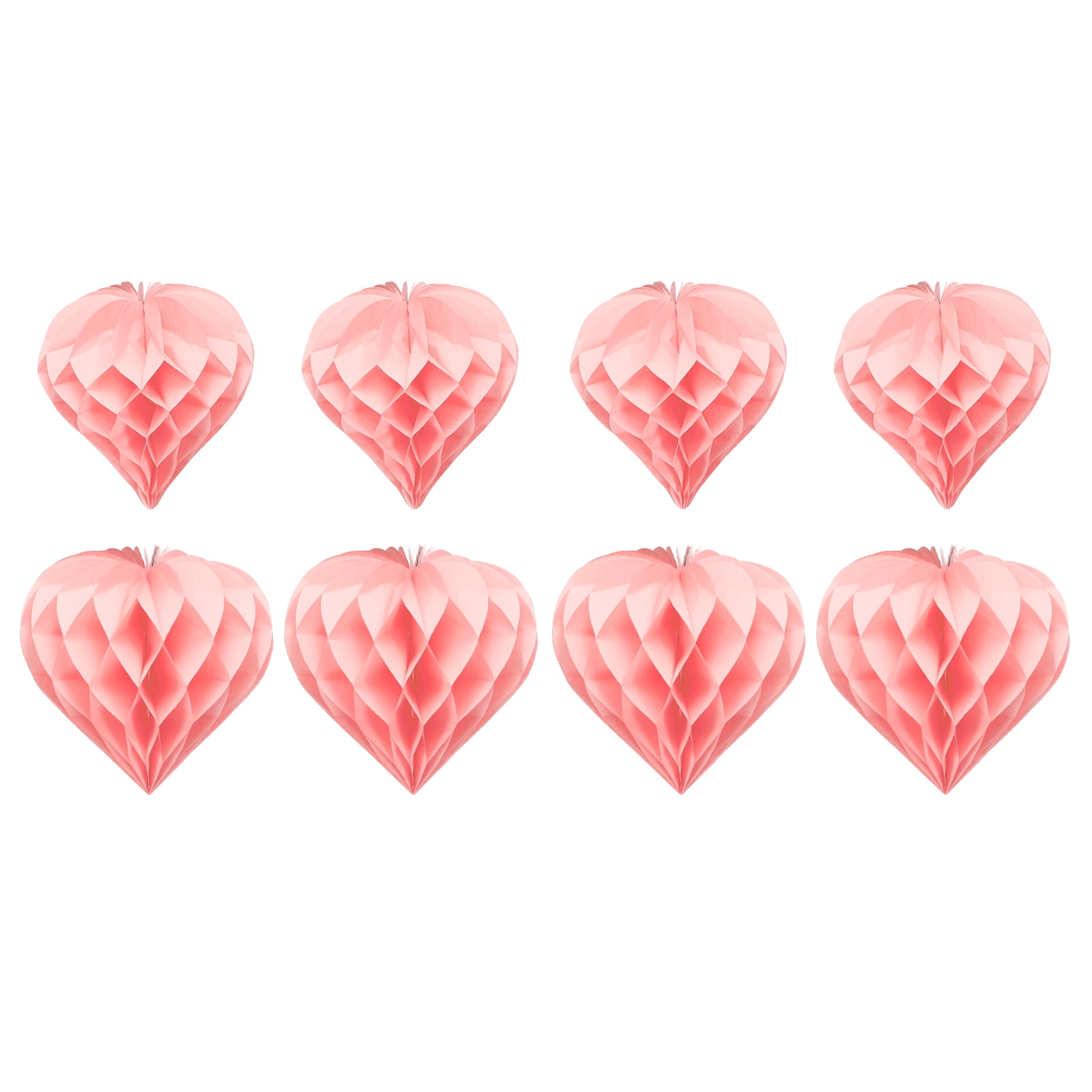 Uxcell 8 Pcs Honeycombs Ball, 8/10" Heart Shaped Honeycombs Paper Pom Poms with Paper Clip Home Hanging Decoration for DIY Crafting Valentines Christmas Wedding Birthday Party, Light Pink