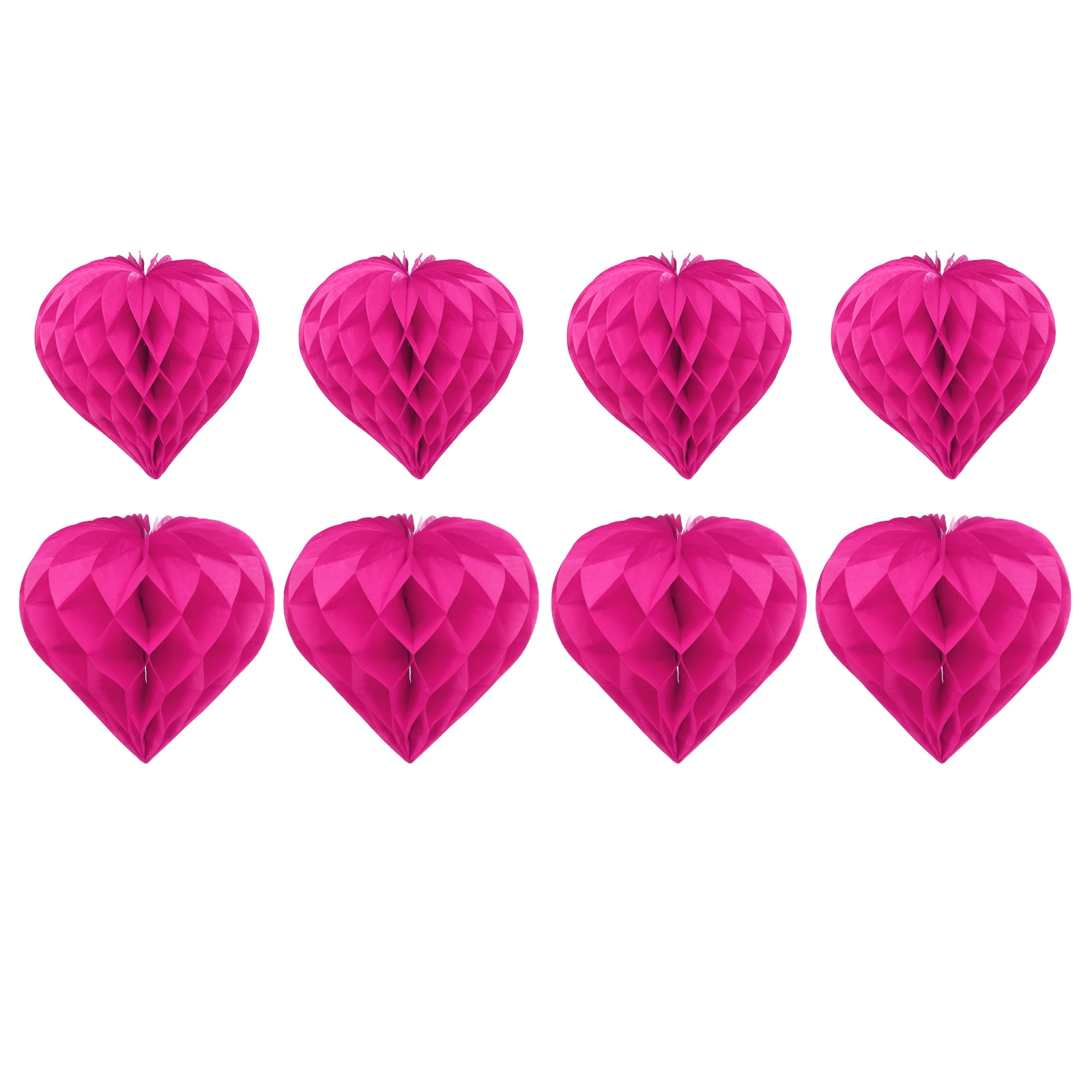 Uxcell 8 Pcs Honeycombs Balls, 8/10" Heart Shaped Honeycombs Paper Pom Poms with Paper Clip Home Hanging Decorations for DIY Crafting Valentines Christmas Wedding Birthday Party, Rose Red