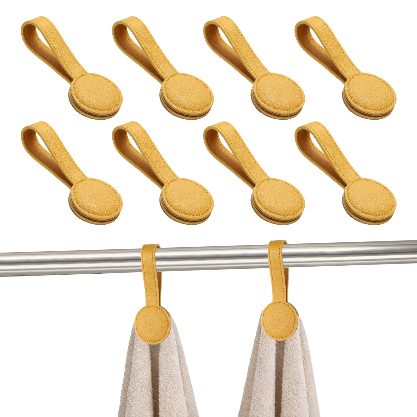 Uxcell 8 Pcs Kitchen Magnetic Towel Clips Leather Towel Holder Clip Hand Hooks Kitchen Accessories Yellow
