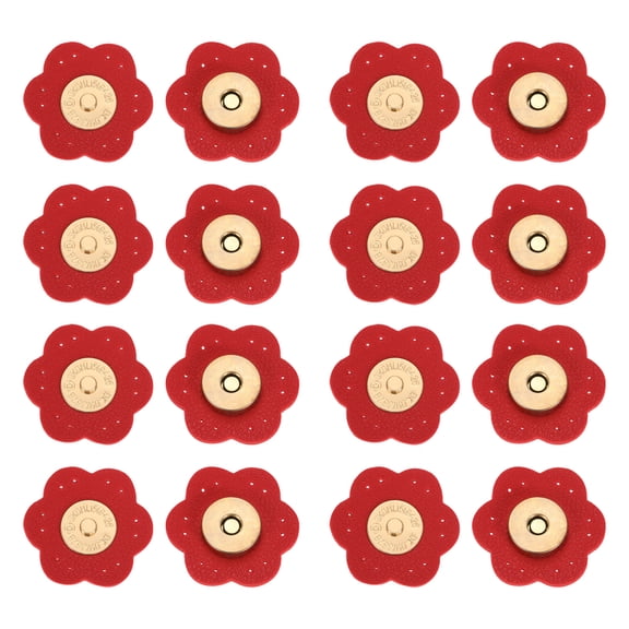 Uxcell 8 Pcs Leather Snaps Buttons, Magnetic Purse Snap Closure Plum Shape Bag Fastener Clasps for Handbag Clothes Accessories DIY Craft Hand Sewing, Red