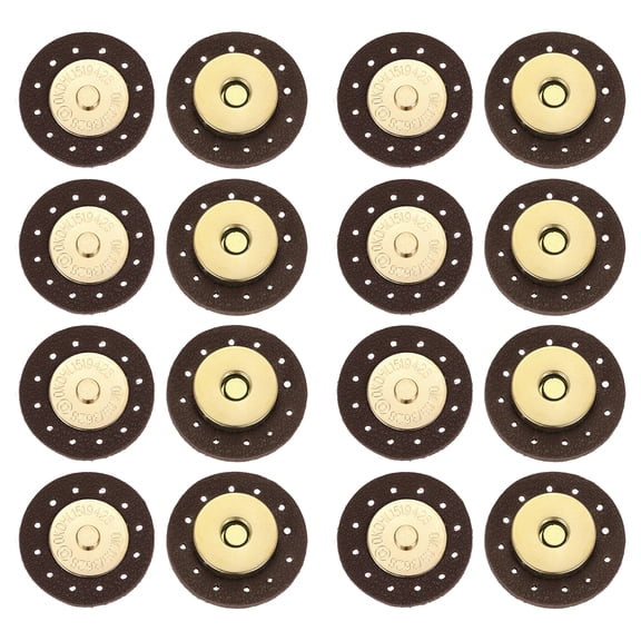 Uxcell 8 Pcs Leather Snaps Buttons, Magnetic Purse Snap Closure Round Bag Fastener Clasps for Handbag Clothes Accessories DIY Craft Hand Sewing, Dark Brown
