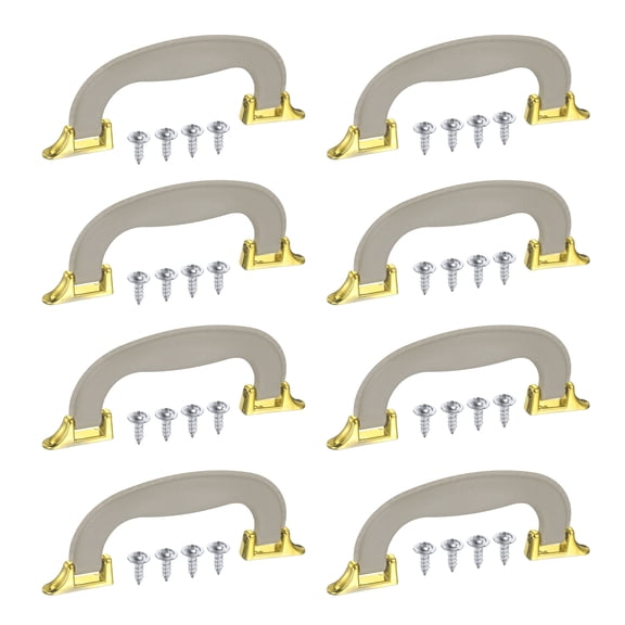 Uxcell 8 Pcs Luggage Handle, 6.1" (156mm) Plastic Luggage Pull Handle Vintage Suitcase Side Holder Replacement for Case Luggage Musical Box Toolbox Briefcase, Light Grey Gold Base