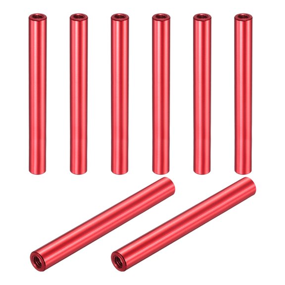 Uxcell 8 Pcs M3x45mm Round Aluminum Standoff Column Spacer, Coupling Screws Female Threaded Spacers for RC Multirotor Parts DIY FPV Quadcopter (Red)
