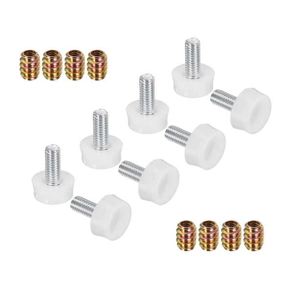 Uxcell 8 Pcs M6 Thread Adjustable Furniture Levelers, 0.81 x 0.63" Screw Leveling Feet with 8 Pcs 0.59" Coupling Nut Anti Slip Floor Protector for Table Chair Cabinet Desk Sofa Workbench