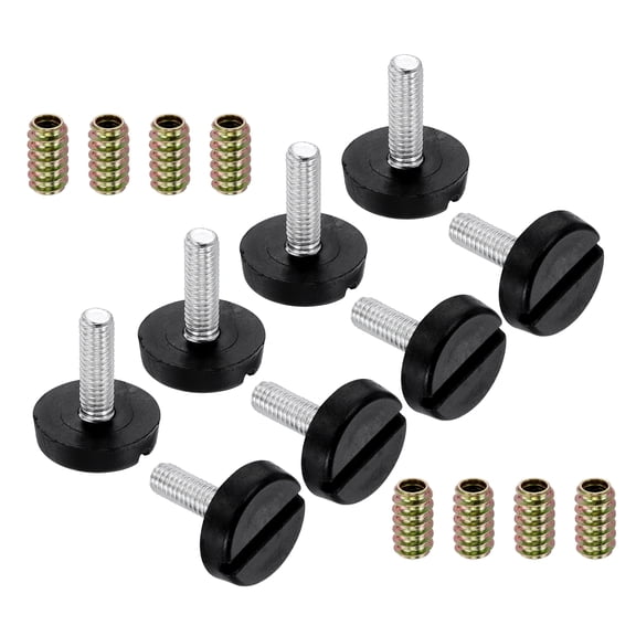 Uxcell 8 Pcs M6 Thread Adjustable Furniture Levelers, 0.98 x 0.79" Screw Leveling Feet with 8 Pcs Coupling Nut Anti Slip Floor Protector for Table Chair Cabinet Desk Sofa Workbench